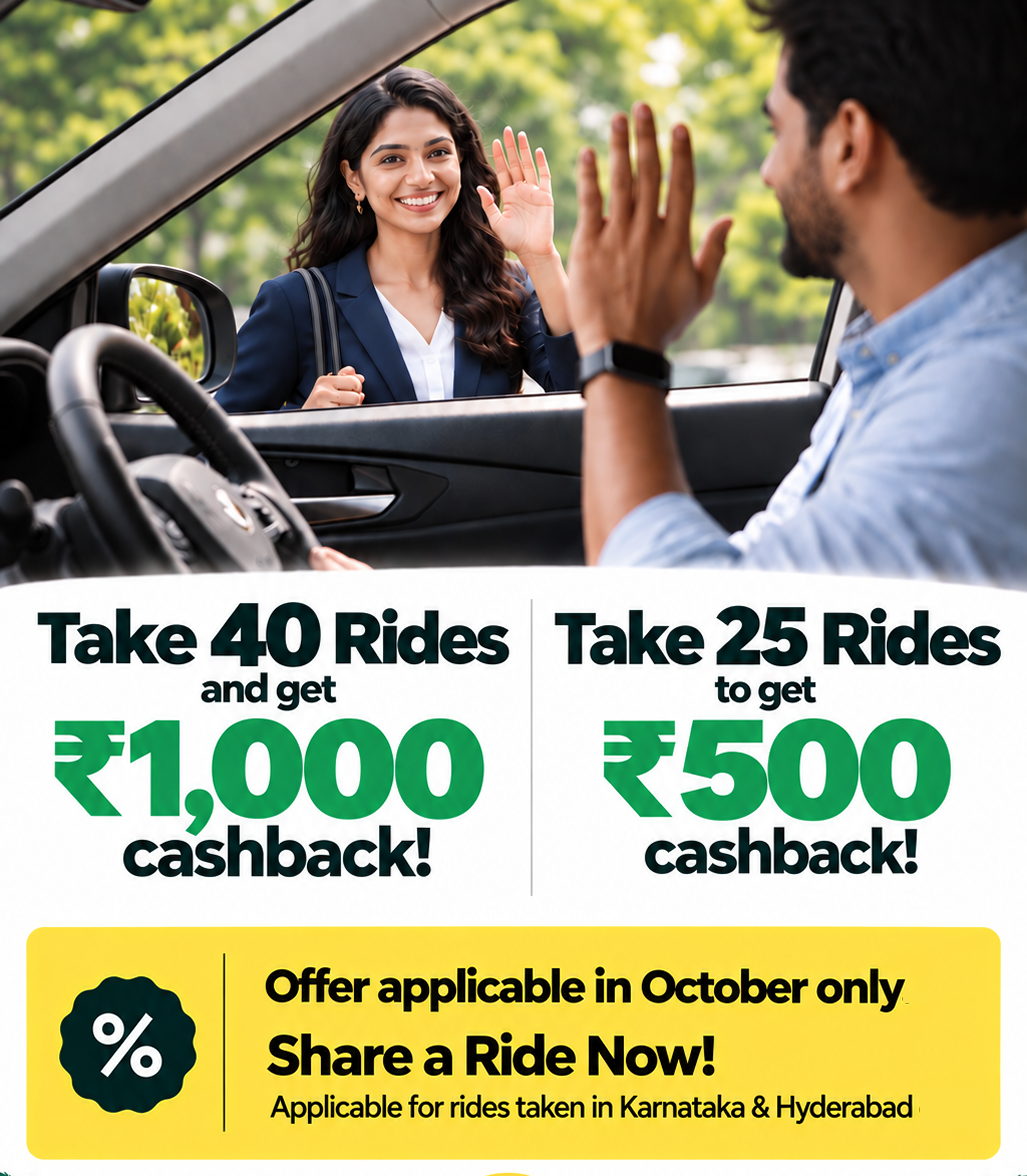 October ride taker offer for Bangalore and Hyderabad